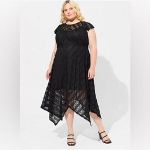 Torrid High Neck Handkerchief Midi Dress - Lace Black